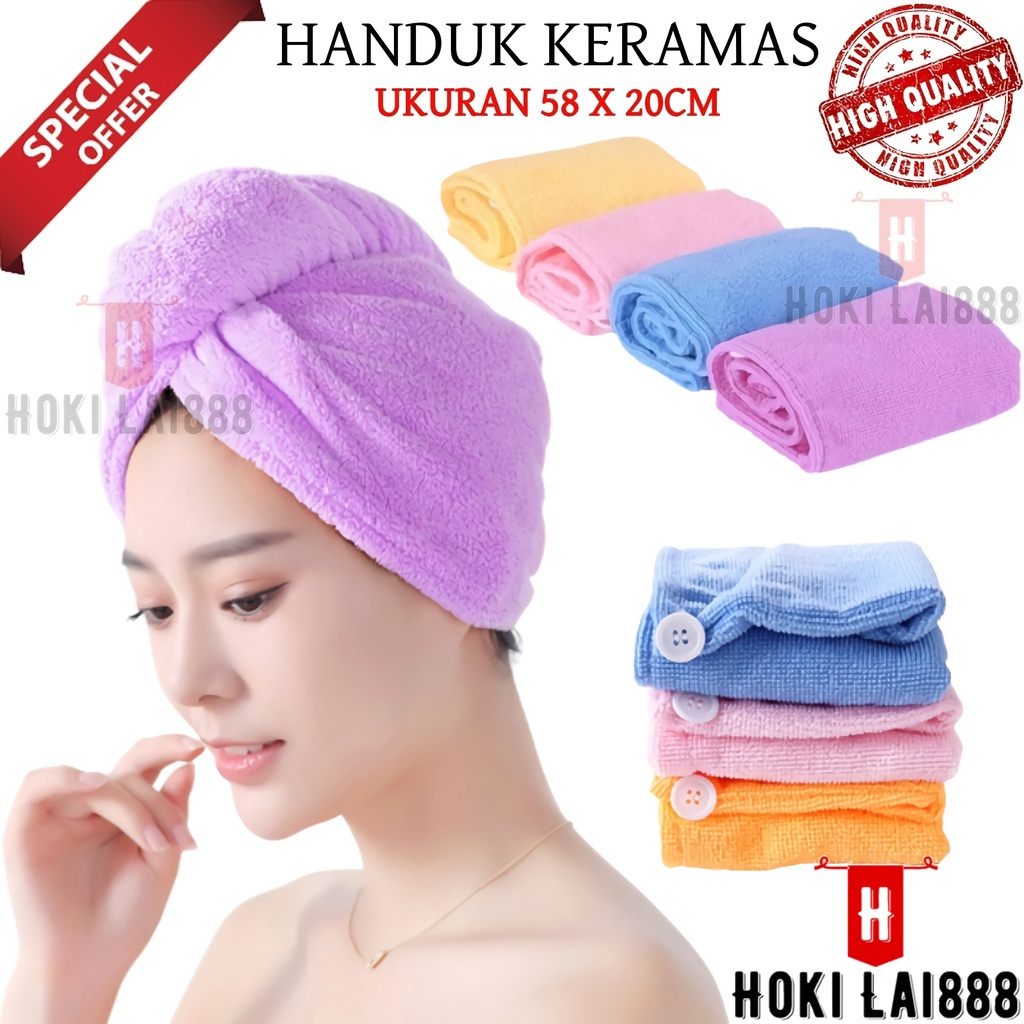 [HKL] HANDUK KEPALA / HANDUK KERAMAS MANDI BAHAN MICROFIBER / HAIR TOWEL / HANDUK RAMBUT CEPAT KERING