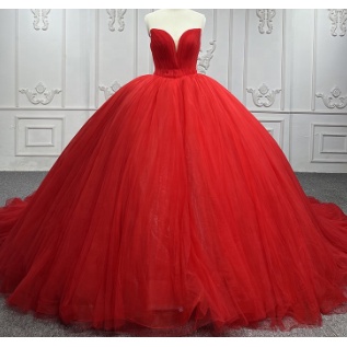 RED ELEGANT LACE  PROM SLEEVELES PARTY GOWNS EVENING DRESS FOR WOMEN BALLGOWN