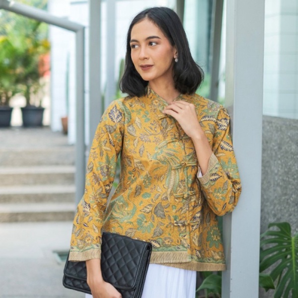 Unik NONA RARA - Vivi 3N T0991Baju atasan kerja blouse batik wanita modern - XL Limited