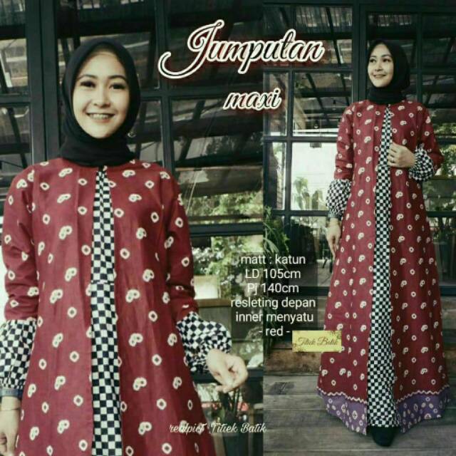 Jumputan Maxi Gamis batik terbaru 00055 batik Pekalongan model gamis terbaru 2020