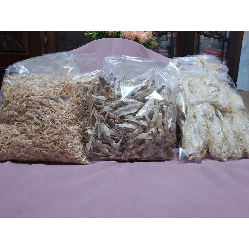 

aneka ikan kering ( layur, bulu ayam,geragu/udang rebon, teri kecil)