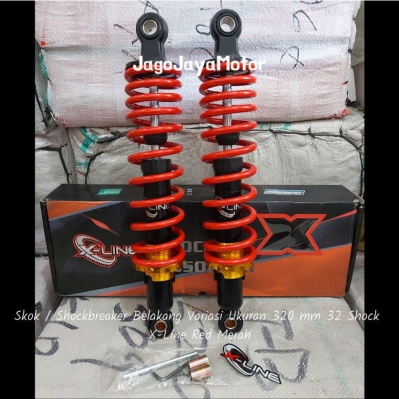 Skok / Shockbreaker Belakang Variasi Ukuran 320 mm 32 Shock X-Line Red