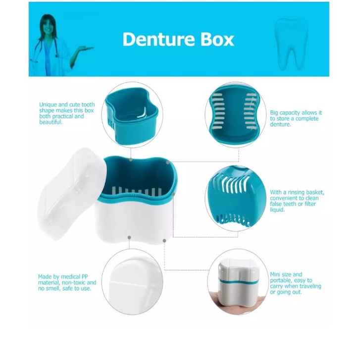 Denture Box Premium / Tempat Simpan Gigi Palsu/ Kotak Gigi Palsu