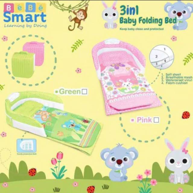 Tempat Tidur Lipat Bebe Smart 3 in 1 Baby Folding Bed Green