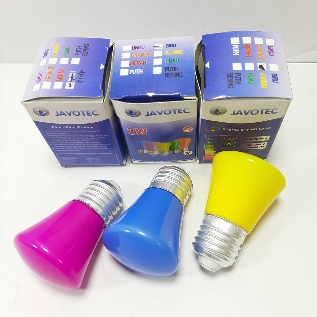 Bohlam Lampu Led Warna Warni Model Jambu / Kotak 3W JAVOTEC Murah