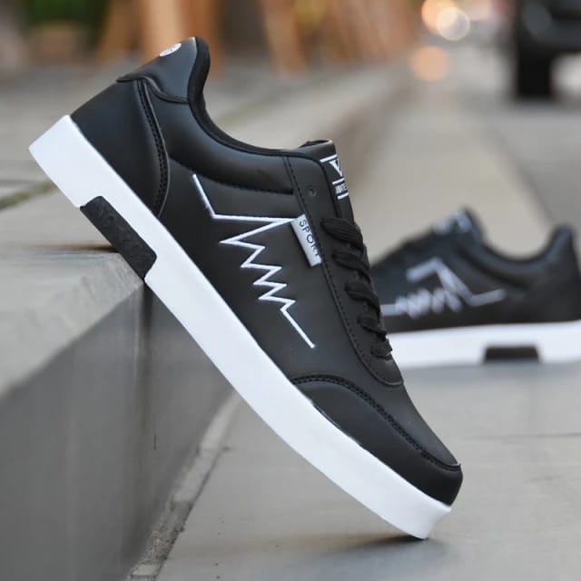 PVN [ Randry Store ] Sepatu Pria wanita SSS-Senji Motif Petir Hitam Sneakers Cowok Fashion Casual Im