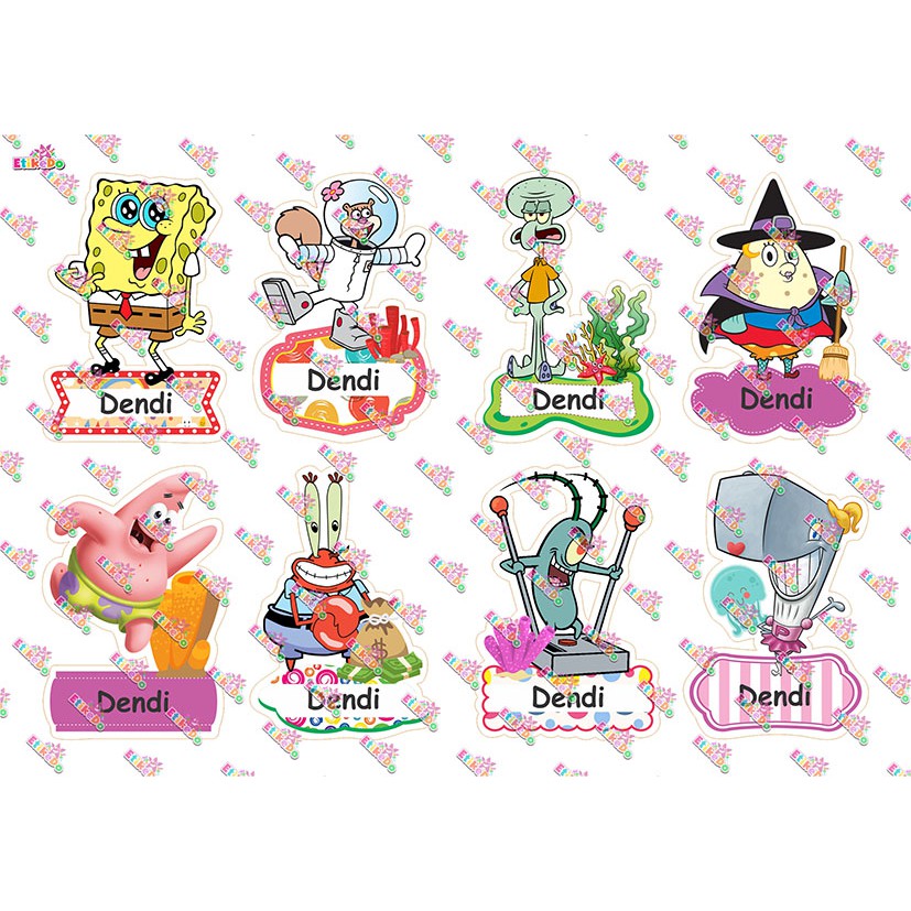 

LABEL NAMA SPONGEBOB 32 STIKER - ANTI AIR/ROBEK/LUNTUR -1 Nama SB2XL1