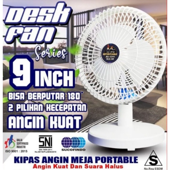 Kipas Angin Meja Mistuyama MS-5544 Seri Desk Fan 9&quot; / Kipas Angin Portable 9 inch AC 220V / Kipas Portable 9 inch / Kipas Duduk