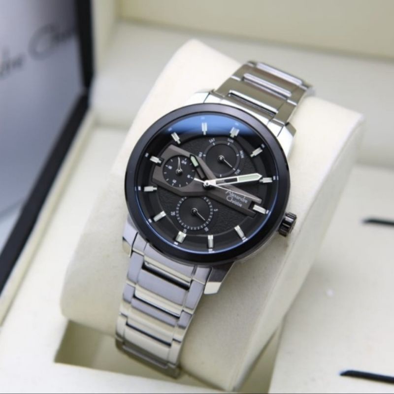 ALEXANDRE CHRISTIE AC 6562 BLACK SILVER GARANSI RESMI