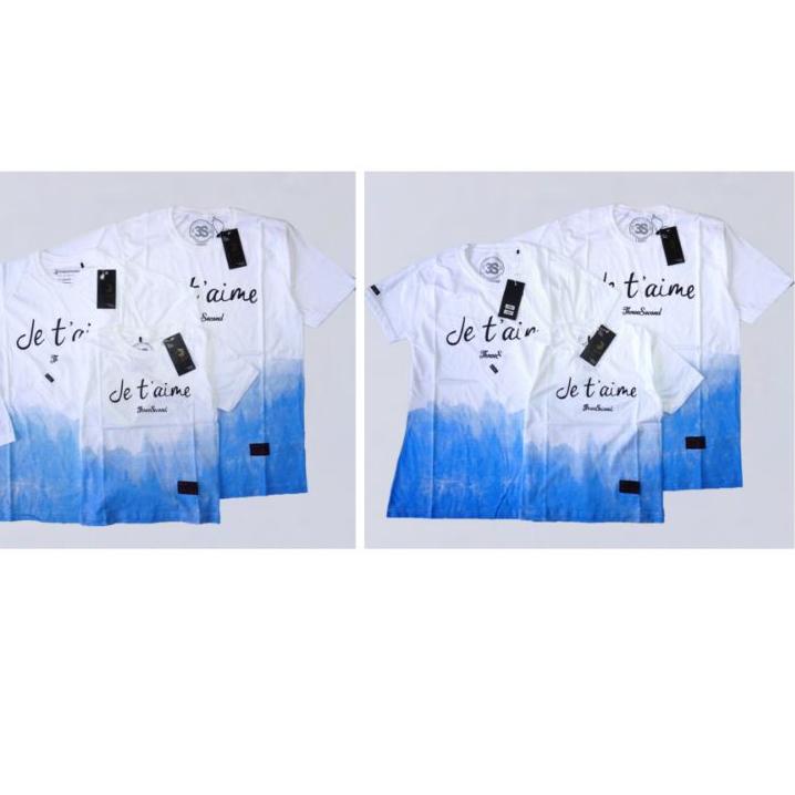 ANAK 1 - 10 TAHUN KAOS 3SECOND COUPLE FAMILY KELUARGA je taime WARNA Putih BIRU 스