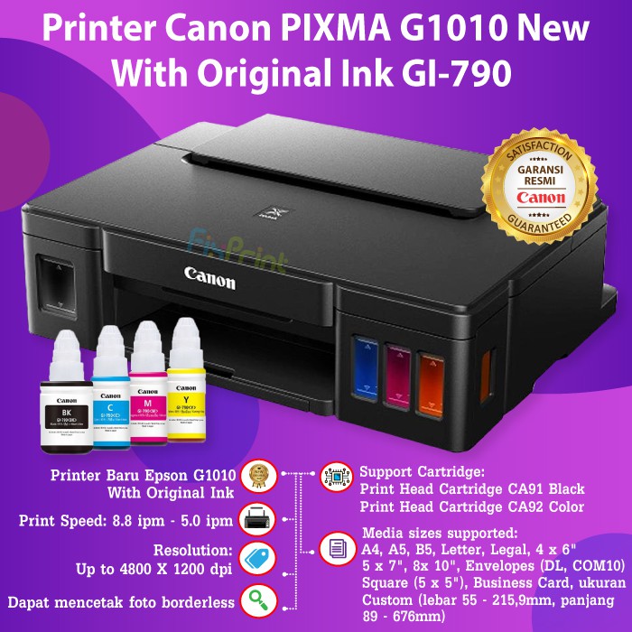 Printer Canon Pixma G1010 G 1010 Ink Tank Infus Inkjet Garansi Resmi Canon