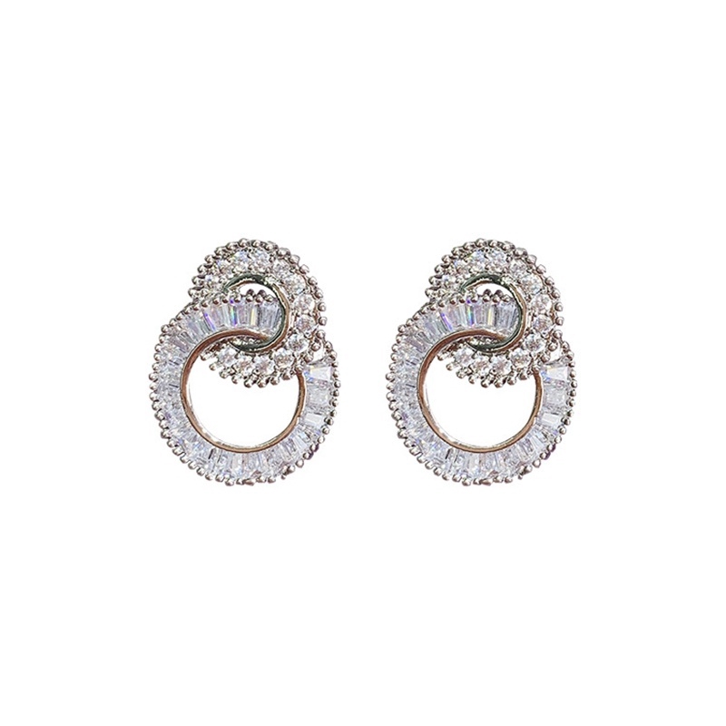 Anting Model Berlian Imitasi Warna Silver S925