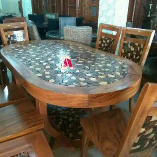 meja makan koin trembesi,mebel jepara,furniture