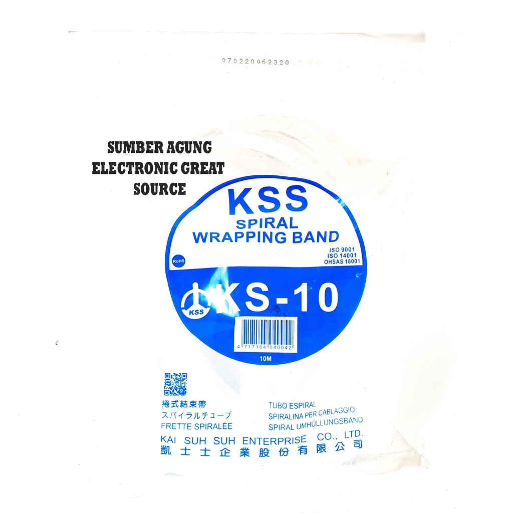 KSS Spiral Wraping Band Tranparan KS10 10M untuk Merapikan Kabel