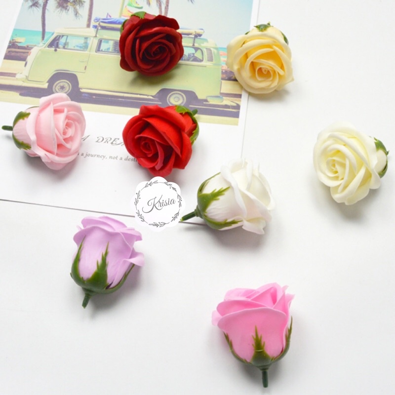 Bunga Mawar Sabun / Rose Soap Flower 4 Layer Kelopak Ecer Per 1 Pcs(TANPA TANGKAI)