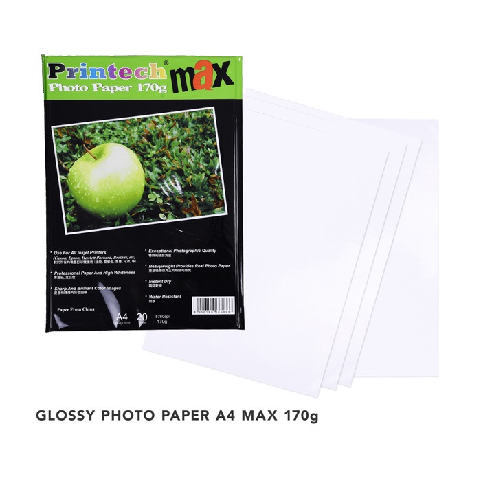 

Senikertas- Kertas Foto / Photo Paper Printech Glossy Max A4 170G - 02001 -Kertas-Seni.
