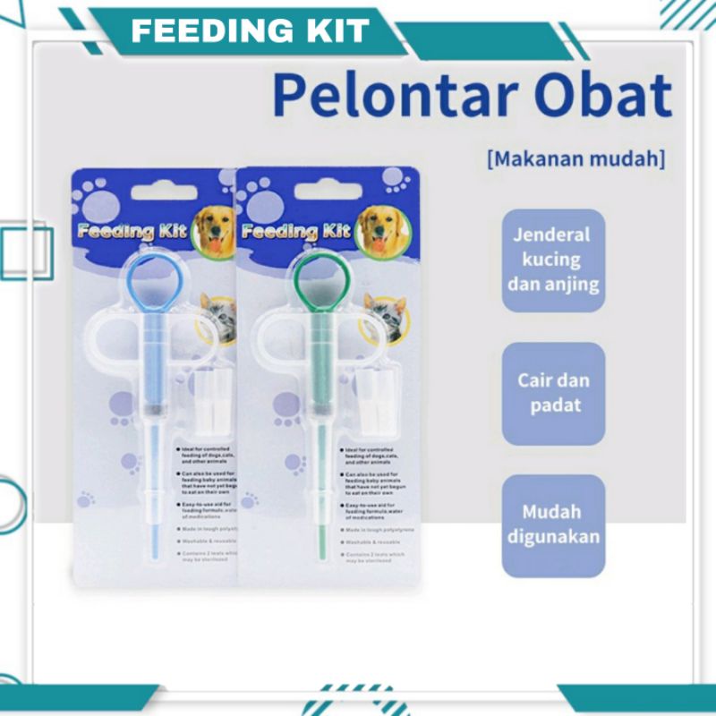 FEEDING KIT - PELONTAR PIL ALAT BANTU MINUM OBAT ANJING KUCING KELINCI ORIGINAL