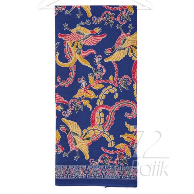 KAIN BATIK KATUN Premium Motif Burung Warna Biru Kuning Merah 728452 Cap 72 Jarik Jarit Samping Kebat Panjang Batik Katun Modern Premium Bahan Seragam Batik Pernikahan Kantor Keluarga Murah Kamen Jadi Batik Bali Lembaran