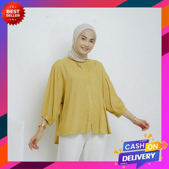 Baju Atasan Jumbo Wanita Dewasa Terbaru Blouse Cewek Remaja Kekin Ej258 Riana Ruffle Blouse | Riana 