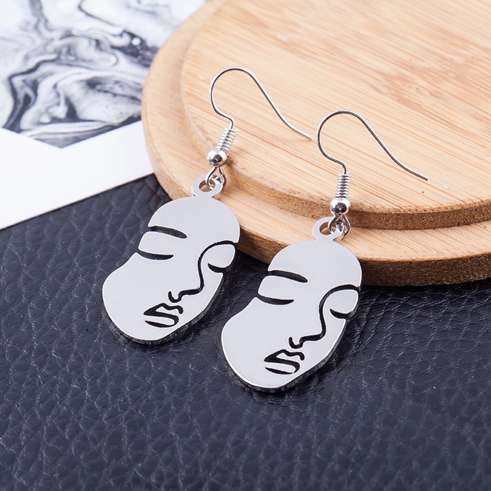 Hu Hu Hu Hu Hu Alat Bantu Pasang Kacamata♡ Anting Kait Gantung Statement Wanita Desain Wajah Hollow Kreatif Untuk Pestahadiah