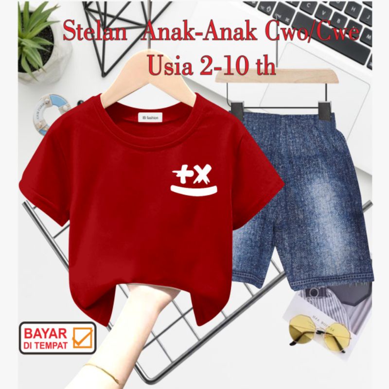 ((IB))SETELAN ANAK2 UNISEX SEMI JEANS/+X DIGITAL SABLON