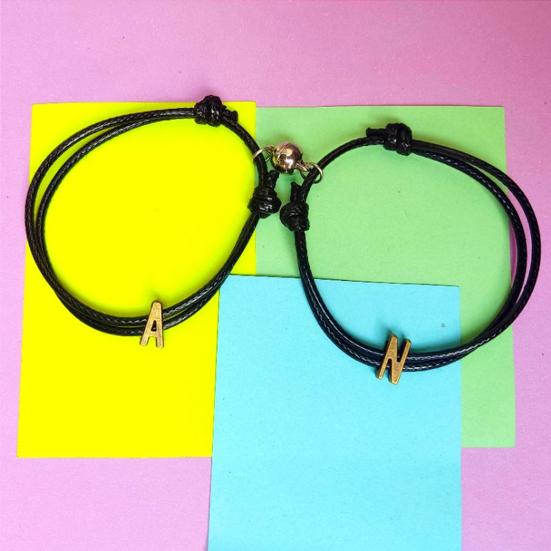 [ 2 pcs ] gelang magnet Couple gelang inisial couple magnet