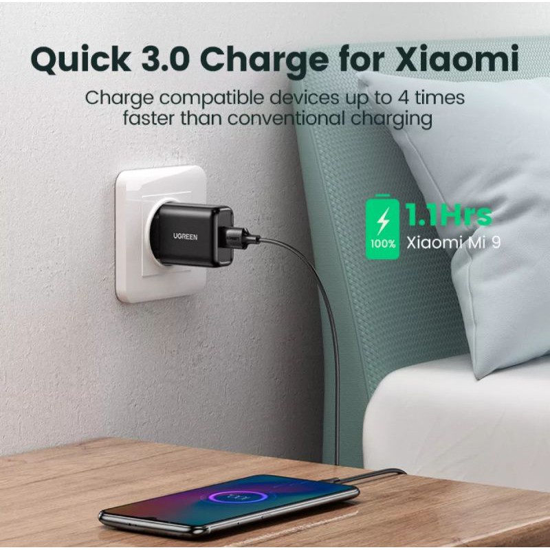 UGREEN CHARGER 18W QC 3.0 + KABEL 1M ( MICRO USB / TYPE C ) Fast Charging