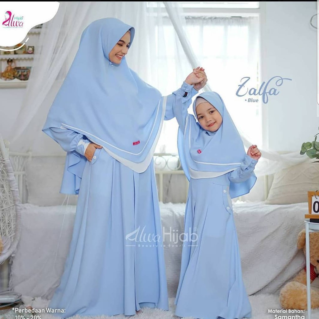 ZALFA COUPLE Bahan Mosscrepe Mix Katun Gamis Couple Model Terbaru Fashionable + Kemeja Pria