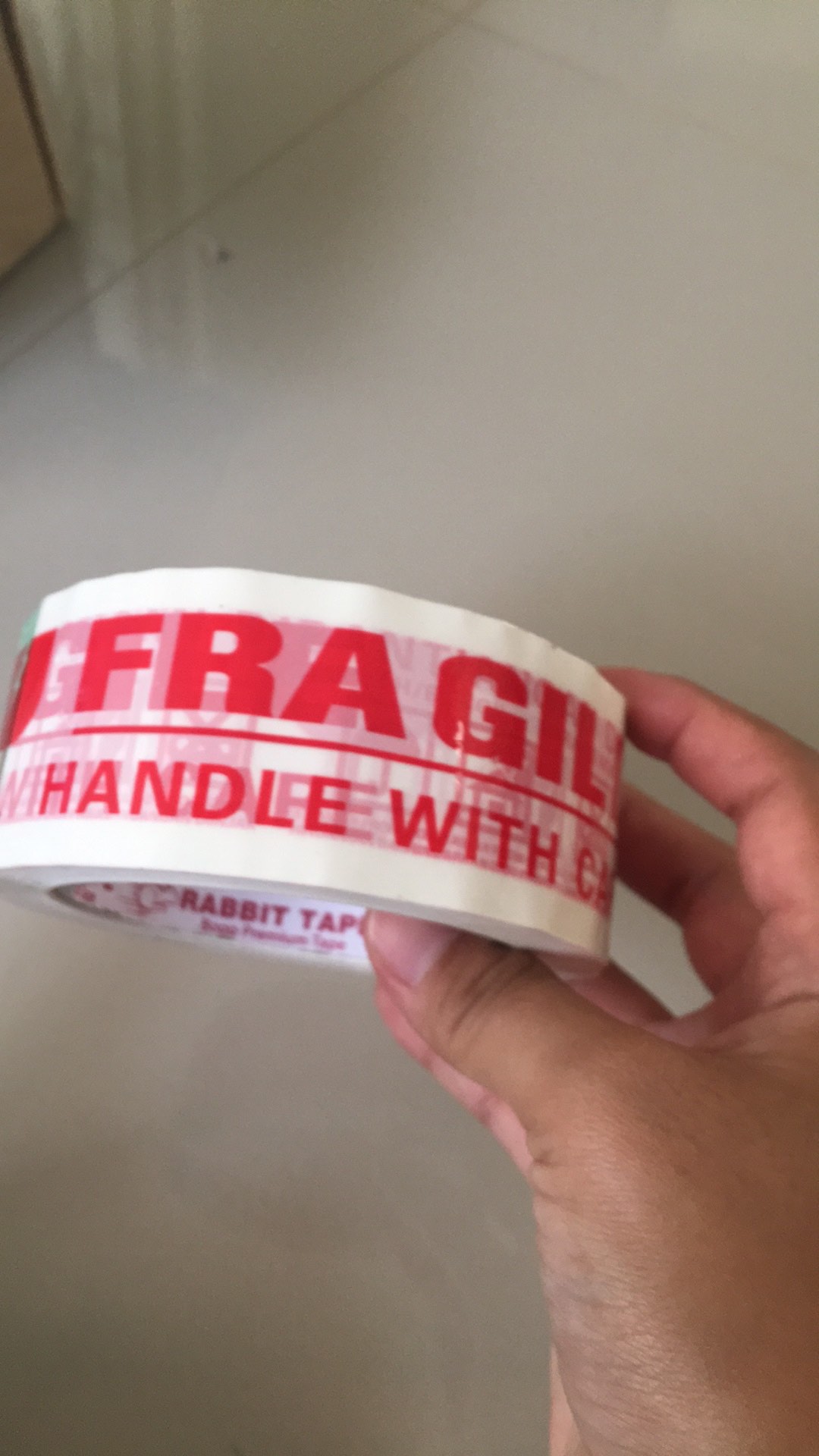 Lakban FRAGILE Putih ( Jangan Di Banting ) 2inch 45MM X 100YARD FULL 2