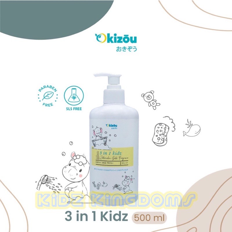 Shampoo 3 in 1 Anak OKIZOU - Shampoo Conditioner Body Wash 500 ml