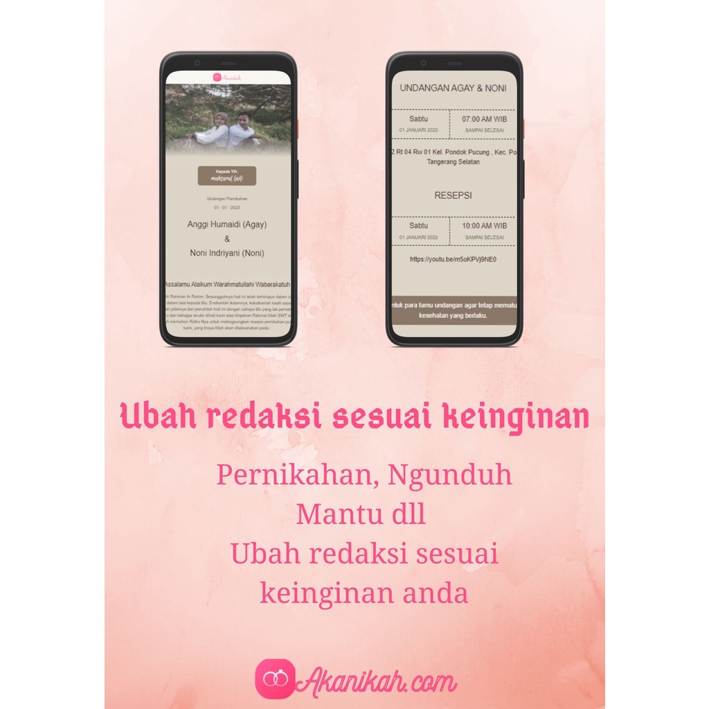 Undangan Pernikahan Murah / Undangan Digital / Undangan Web / Undangan Online Akanikah