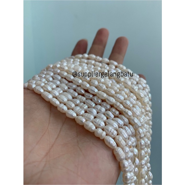 Bahan Aksesoris Mutiara Air Tawar Barok / Baroque 4 x 6mm oval pearl