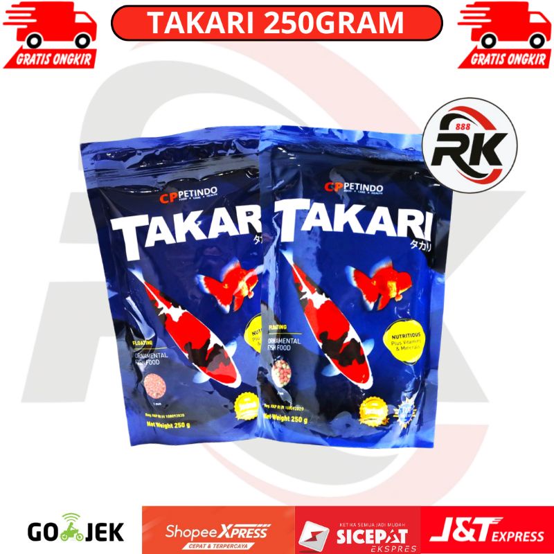 TAKARI PELET 250GR PAKAN MAKANAN IKAN HIAS CUPANG GUPPY KOMET KOKI MIX FLOATING 1-2 MM