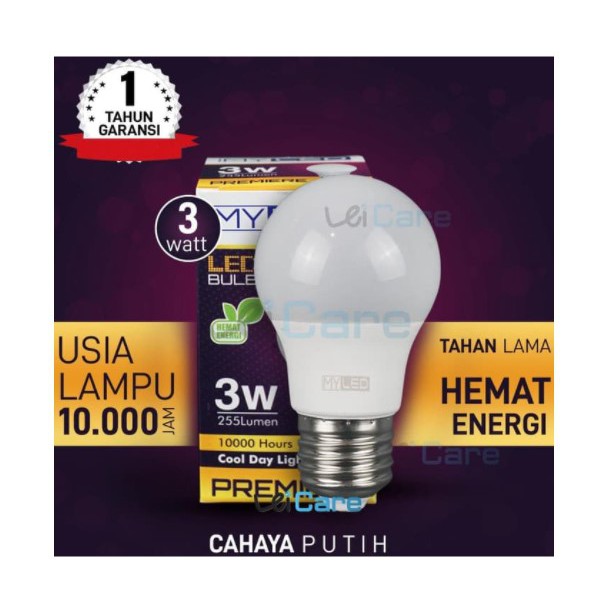 Lampu LED merk MYLED PREMIERE 3 watt LED BULB - Putih