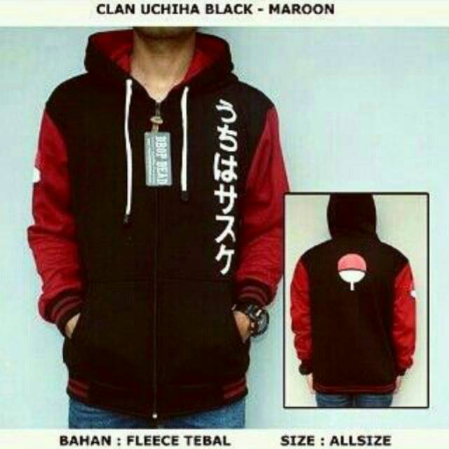 jaket anime uchiha hitam merah