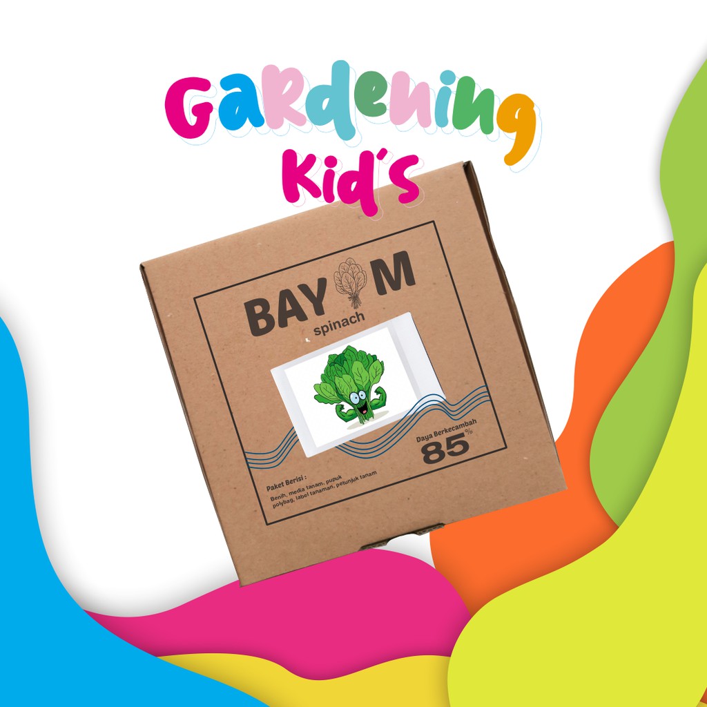 Paket Langsung Tanam - Gardening Kit for Kids - Benih Bayam Hijau Spinach Seeds - Kids Activity - Edukasi untuk Anak