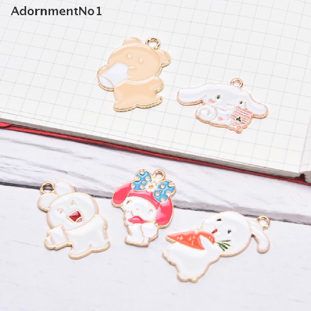 (AdornmentNo1) 10pcs / Set Liontin Enamel Motif Kartun Kelinci / Beruang Untuk Aksesoris Perhiasan DIY