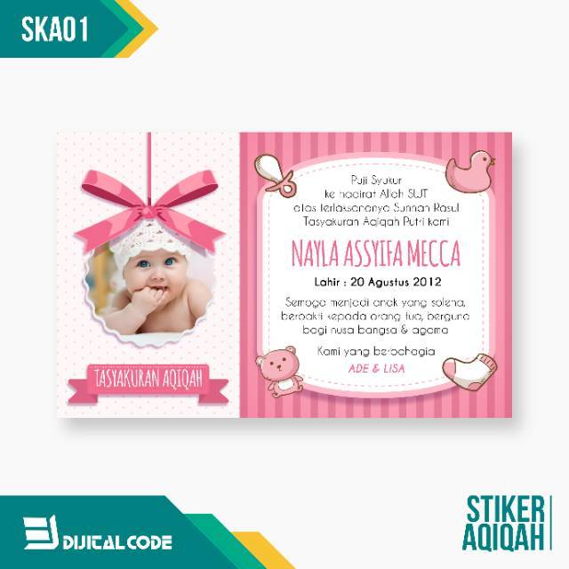 

SKA01 Stiker Label Syukuran Aqiqah Kelahiran Anak