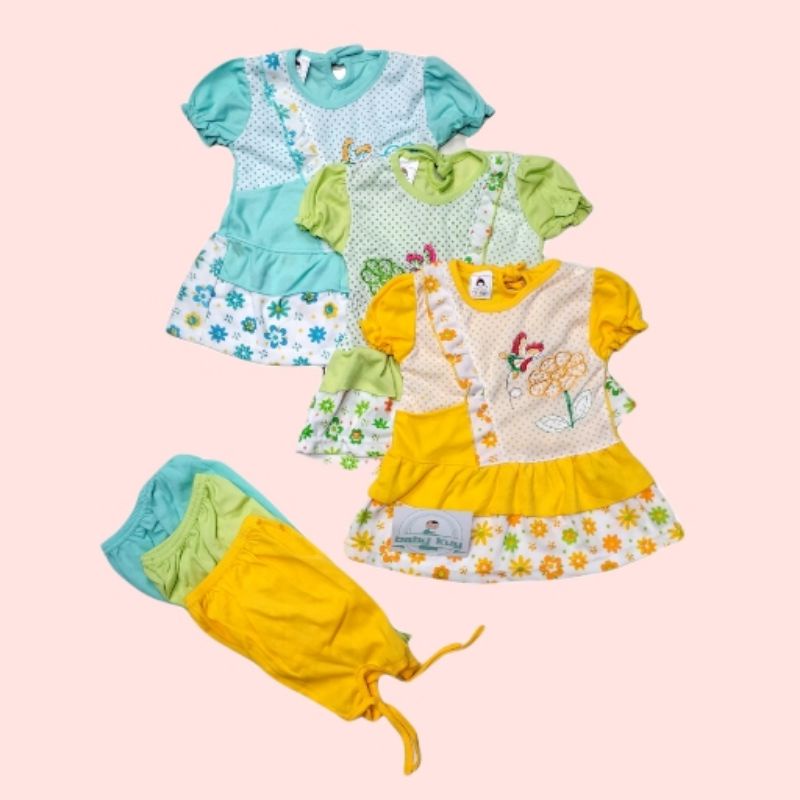 Dres Bayi Perempuan Plus Setelan Celana Pendek Tali Usia  03-18 bulan