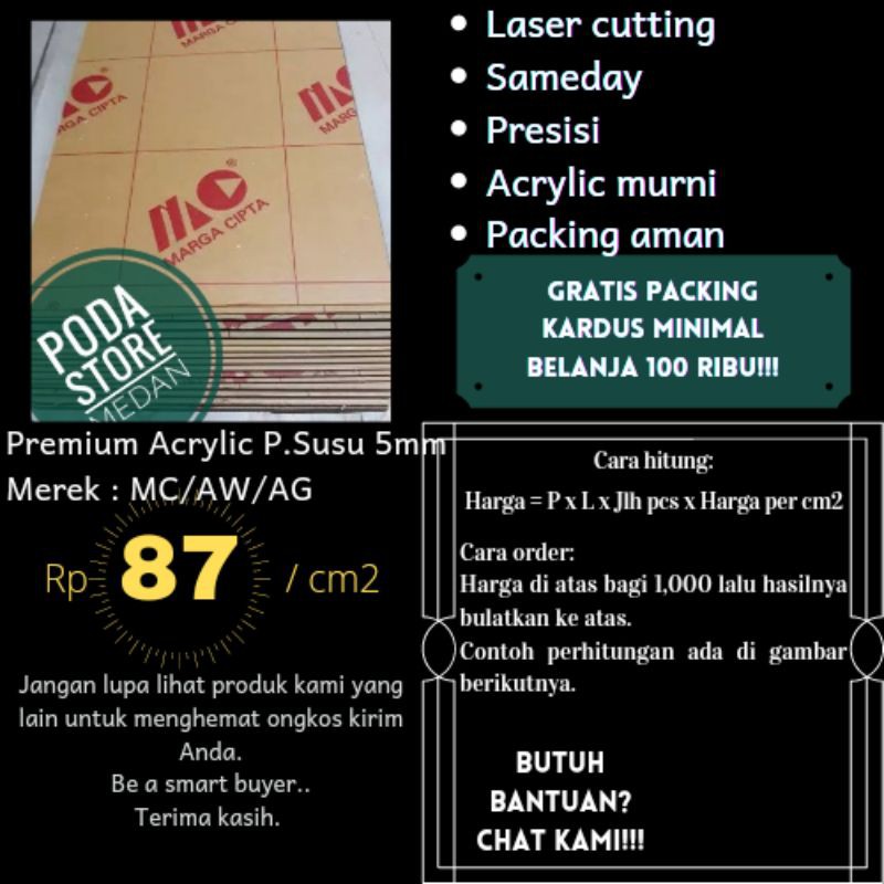 Acrylic Putih Susu 5 mm Premium Quality / Akrilik susu 5mm