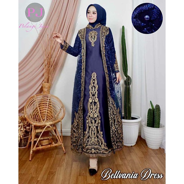 GAMIS BELLVANIA / GAMIS TILE MUTIARA / BORDIR TEMPEL DI DADA DAN DI TANGAN / ORIGONAL PELANGI JAYA