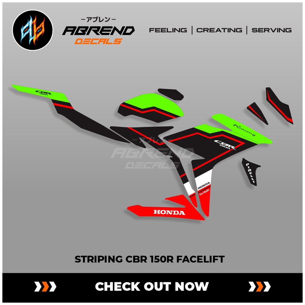 Striping Cbr 150R Facelift Livery ZX10R / Stiker Motor Honda Cbr 150 R Desain Custom / Stock Decal