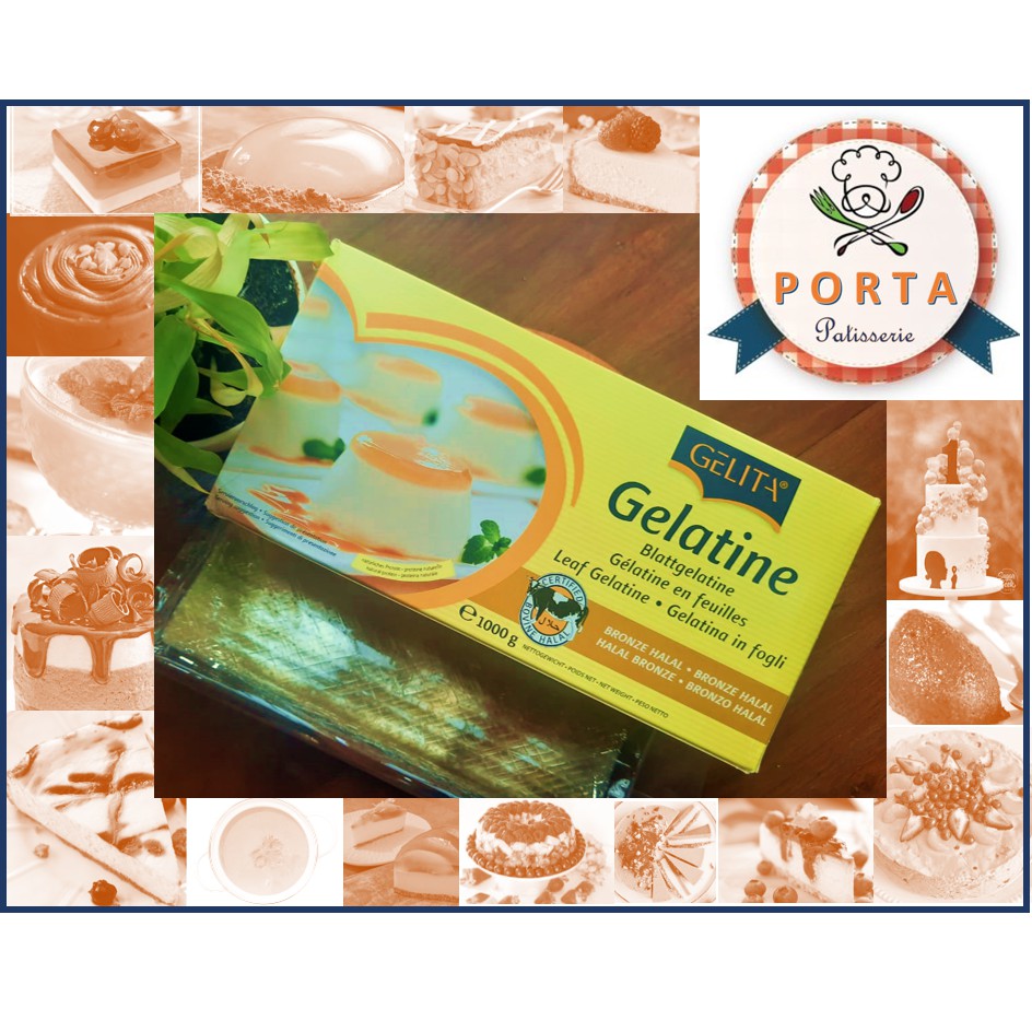 

Gelatin Halal Gelita (50 lembar ) utk Panna Cotta Pudding Gyukaku dll