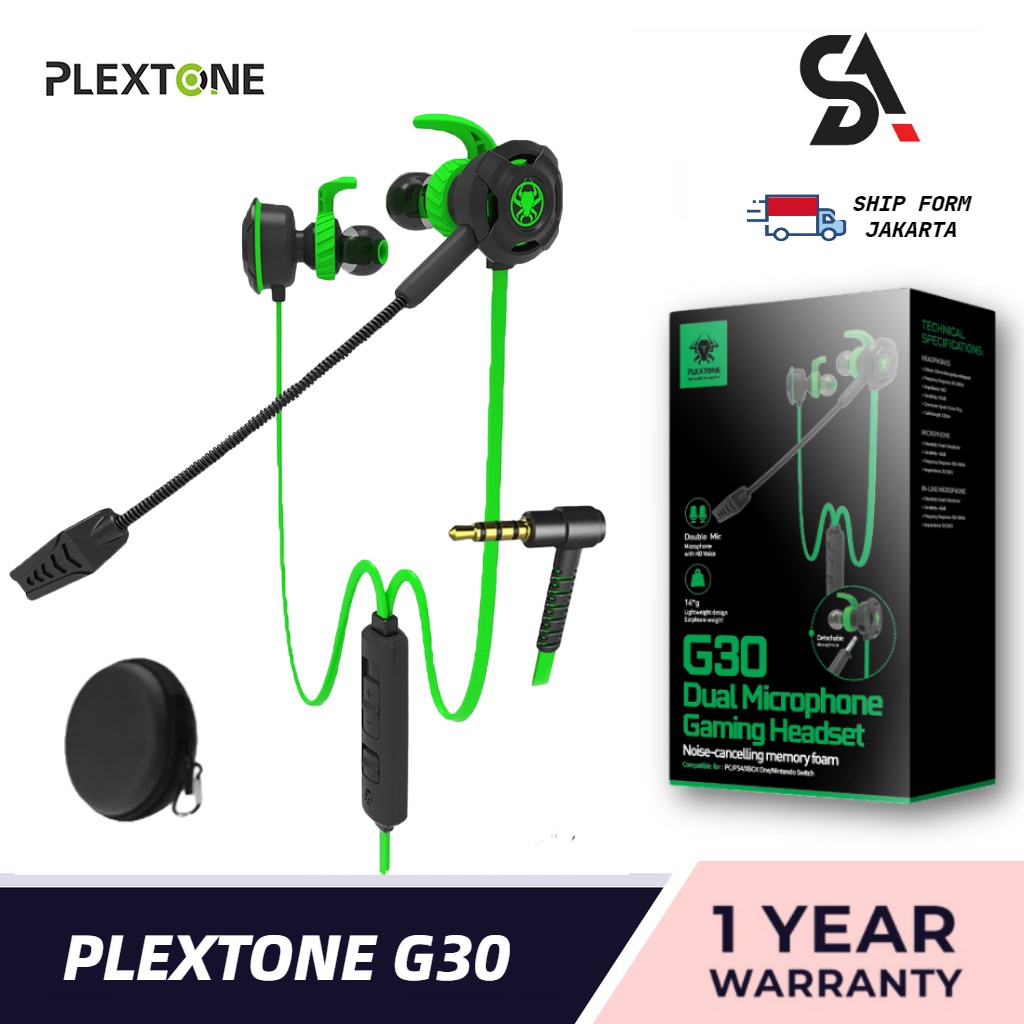 Plextone G30 Stereo Bass Gaming Hammerhead Earphone Plextone Headset type C with Mic