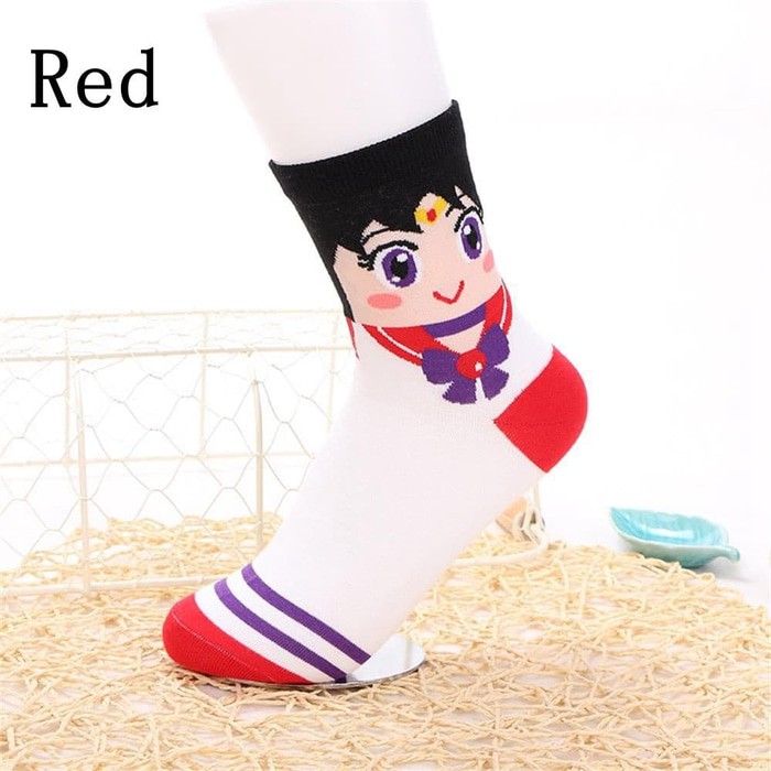 CLEARANCE SALE - KSKI0002 - Kaos Kaki Wanita Pendek Medium Betis Cosplay Anime Japan Japanese Kawaii Sailormoon