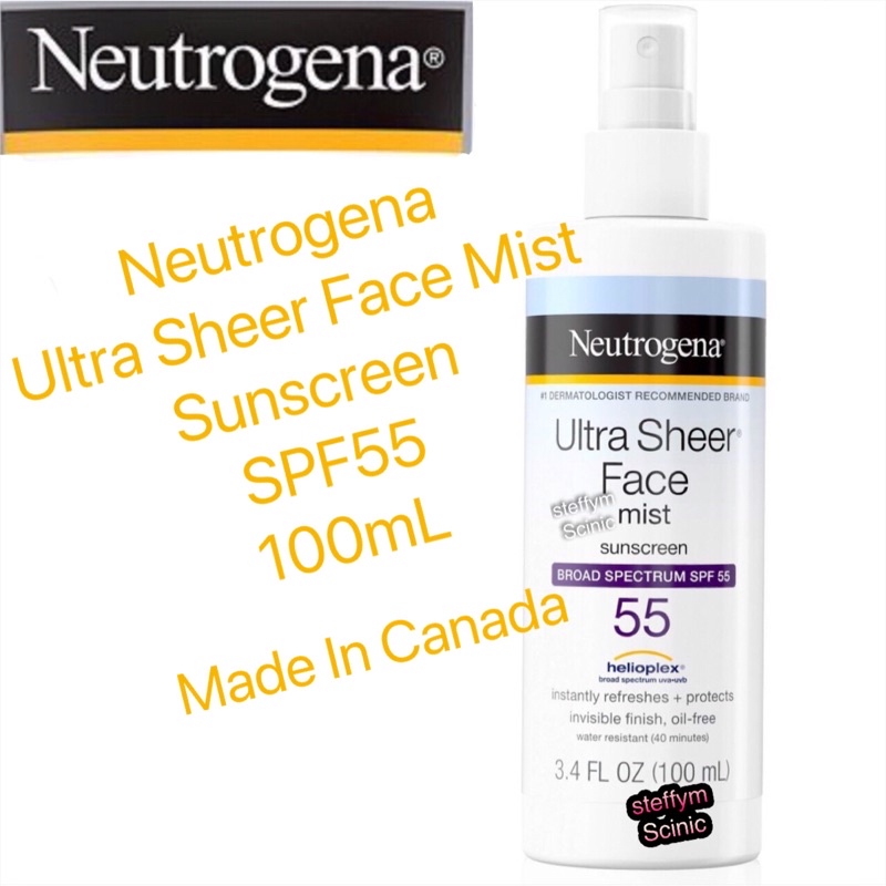 Neutrogena Ultra Sheer Face Mist Sunscreen Spray SPF50 SPF55 100mL