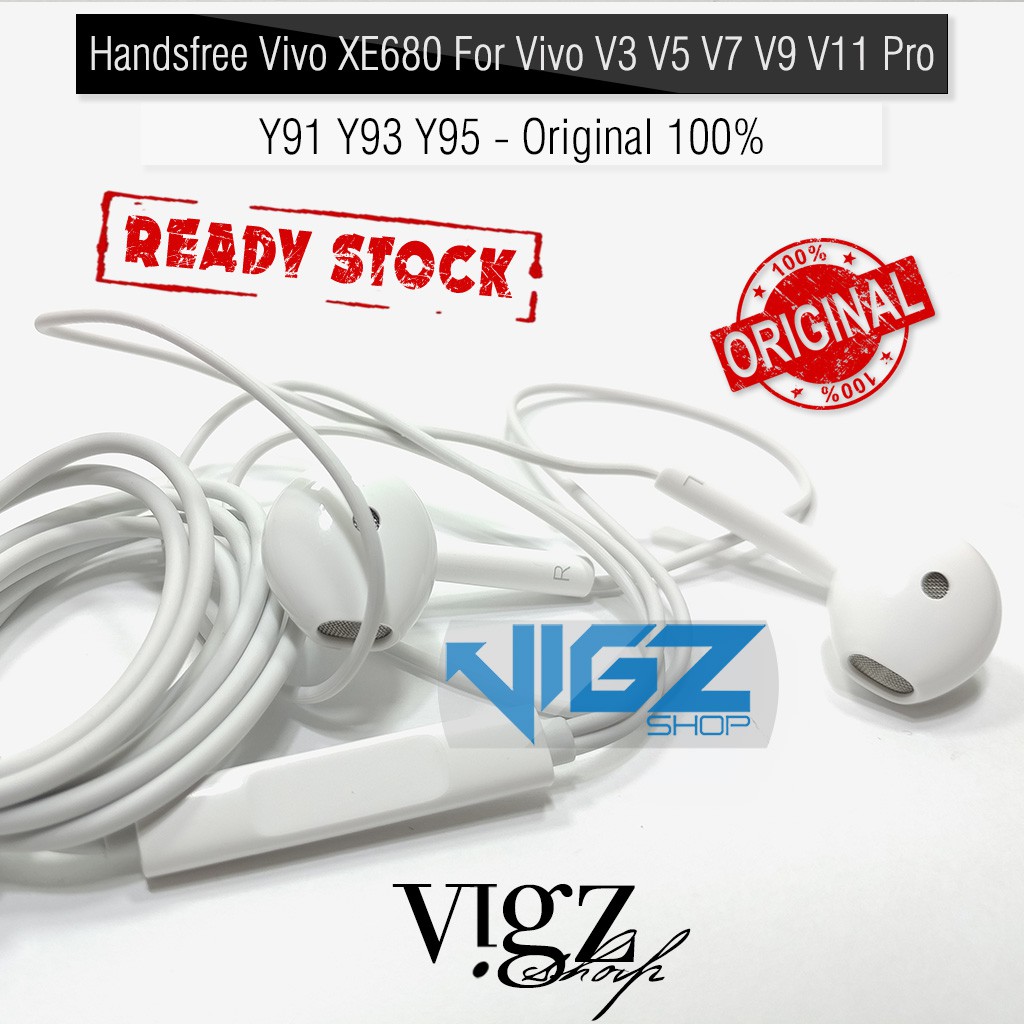 Handsfree HF Earphone Vivo XE680 For Vivo V3 V5 V7 V9 V11 Pro Y91 Y93 Y95 Original