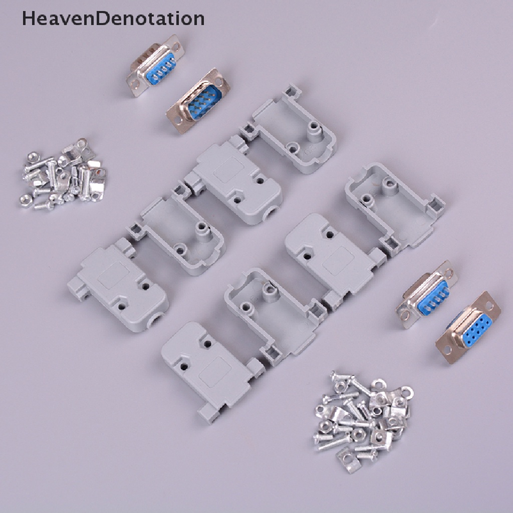 2 Set Rs232 Db9 Female Socket Plug Konektor 9 Pin Tembaga Rs232 Dengan Case