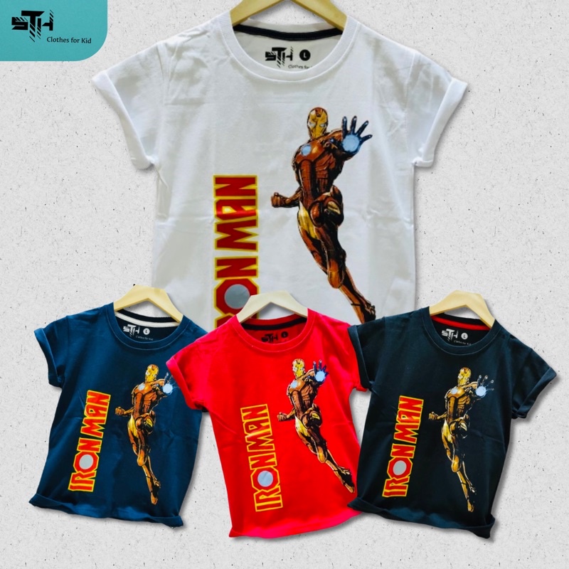 STH 1-10 Tahun [ S / M / L / XL / XXL ] Baju Kaos Anak Laki Laki Cowok PREMIUM DISTRO Bahan Katun Cotton Combed - Ironman 1