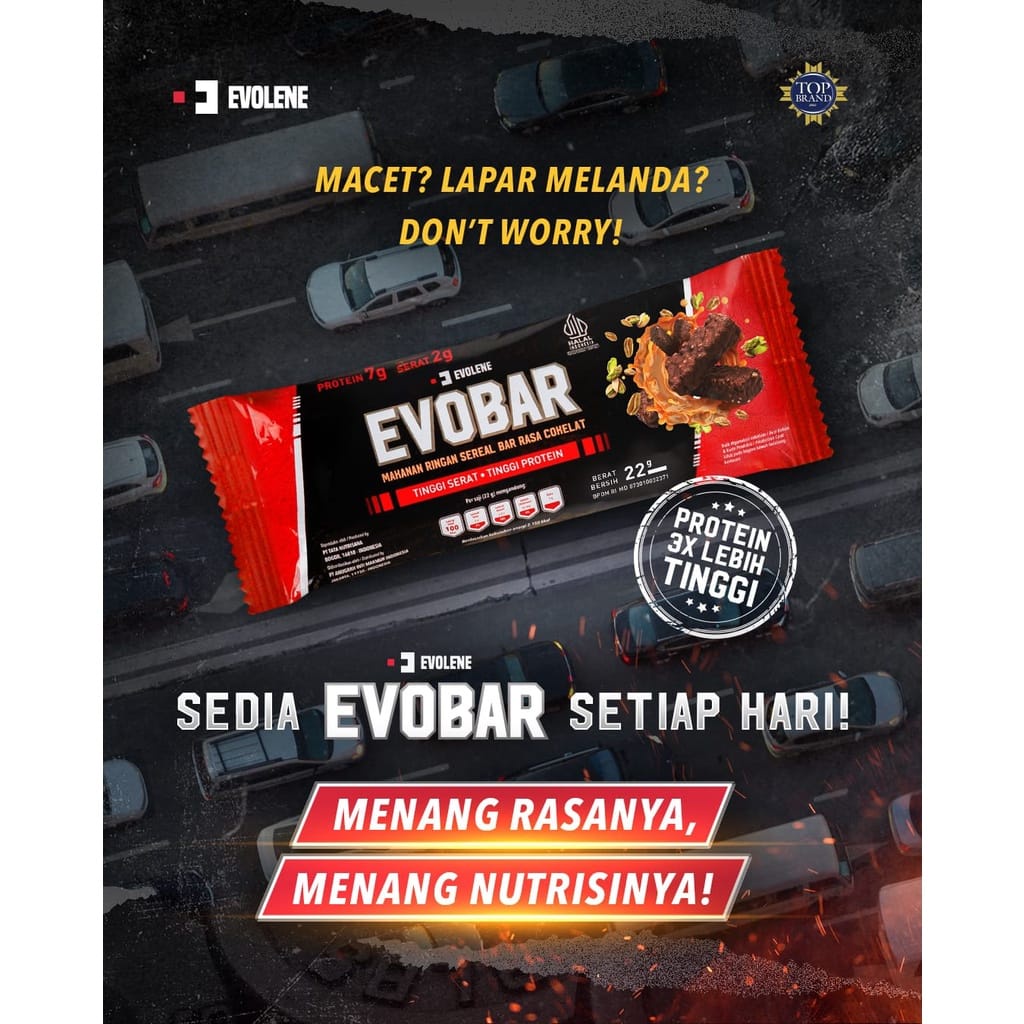 EVOBAR Evolene 1 box isi 12 pcs - Makanan Ringan Sereal Bar Rasa Cokelat Snack Tinggi Protein  EVO BAR EVOLEN EVOLIN EVOLINE SNACK SEHAT